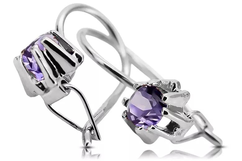 Стерлинговое серебро 925 пробы 14k 583 Alexandrite Серьги vec053s Русский Советский СССР Винтаж изделия Ар-деко style